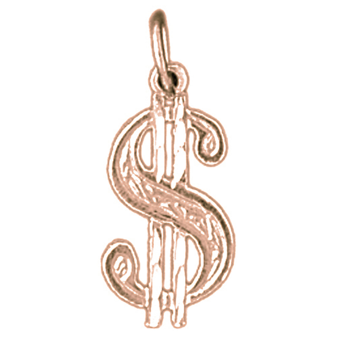 14K or 18K Gold Dollar Sign Pendant