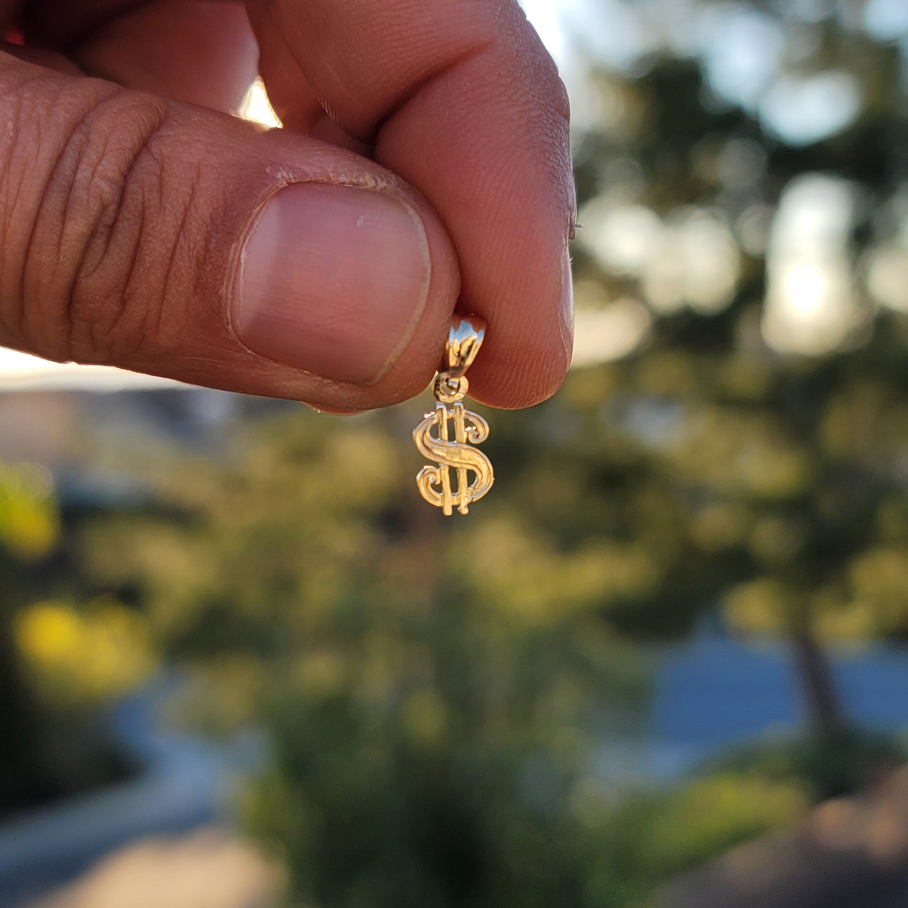 14K or 18K Gold Dollar Sign Pendant