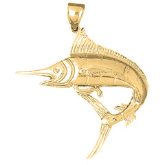 10K, 14K or 18K Gold Marlin Pendant