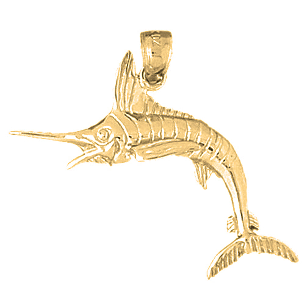 10K, 14K or 18K Gold Marlin Pendant