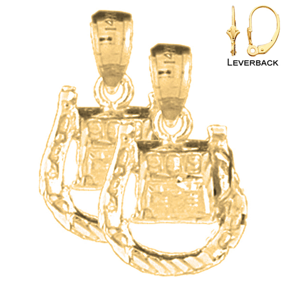 14K or 18K Gold Horseshoe With Slot Machine Earrings