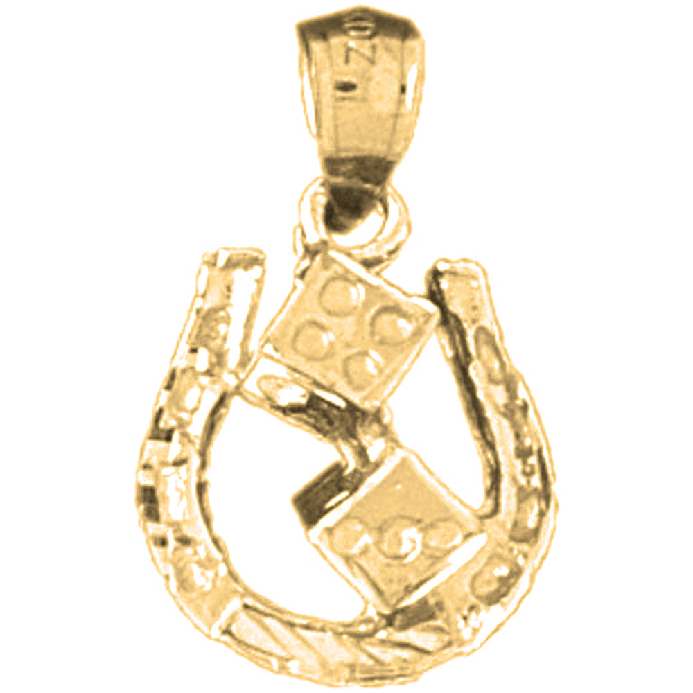 10K, 14K or 18K Gold Horseshoe With Dice Pendant