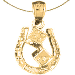 10K, 14K or 18K Gold Horseshoe With Dice Pendant