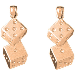 14K or 18K Gold 33mm Dice Earrings