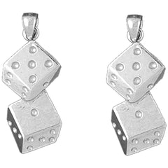 Sterling Silver 33mm Dice Earrings