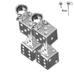 Sterling Silver 20mm Dice Earrings (White or Yellow Gold Plated)