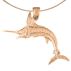 10K, 14K or 18K Gold Marlin Pendant