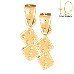 Sterling Silver 15mm Dice Earrings (White or Yellow Gold Plated)