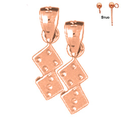 Pendientes de dados de oro de 14 quilates o 18 quilates de 15 mm