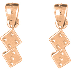 14K or 18K Gold 15mm Dice Earrings