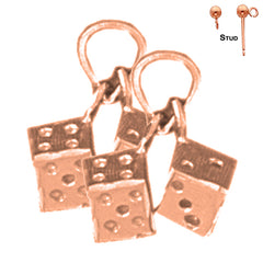 Pendientes de dados de oro de 14 quilates o 18 quilates de 14 mm