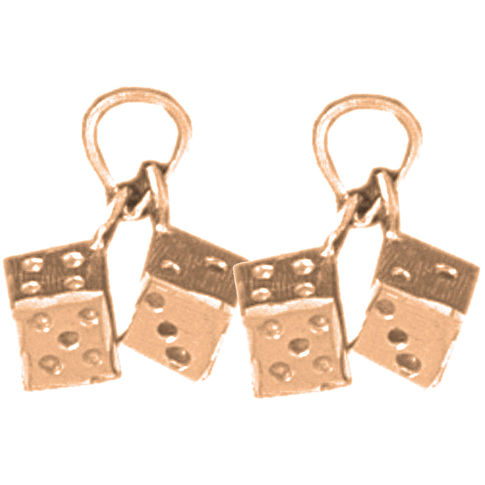 14K or 18K Gold 14mm Dice Earrings