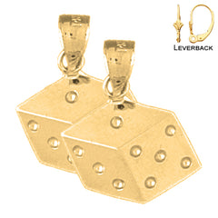 Sterling Silver 20mm Dice Earrings (White or Yellow Gold Plated)