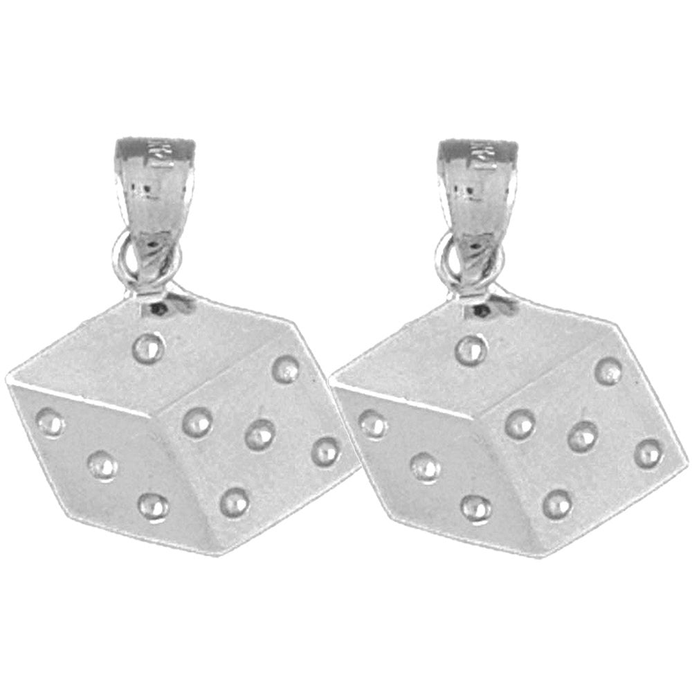 Sterling Silver 20mm Dice Earrings