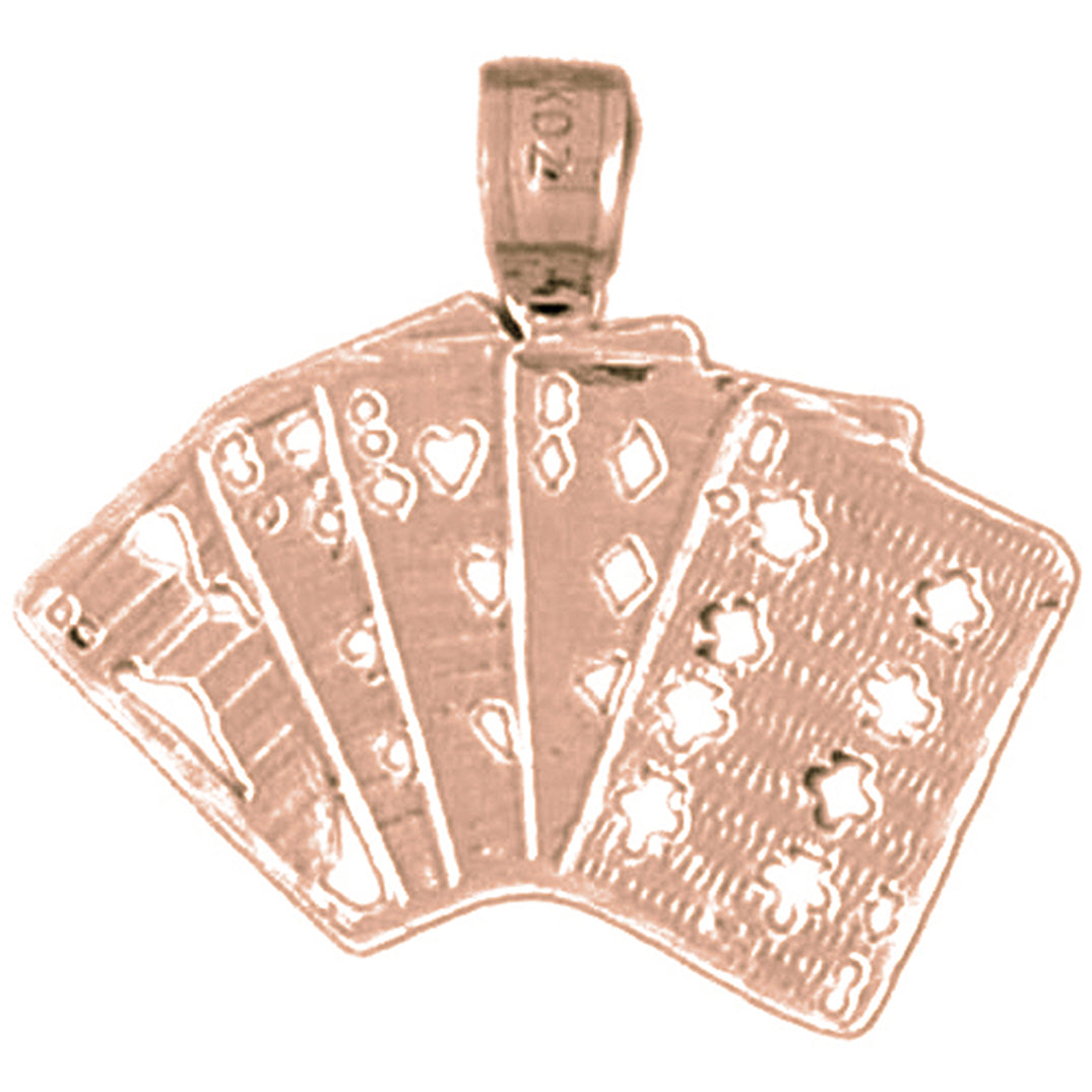 10K, 14K or 18K Gold Playing Cards, Straight Pendant