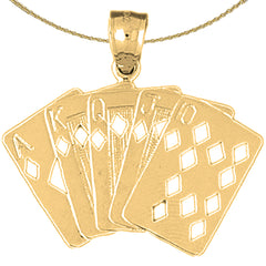 Anhänger „Royal Flush of Diamonds“ aus 10 Karat, 14 Karat oder 18 Karat Gold