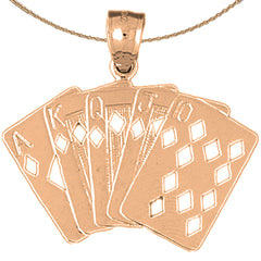 Anhänger „Royal Flush of Diamonds“ aus 10 Karat, 14 Karat oder 18 Karat Gold