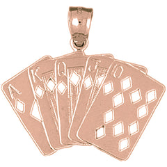 10K, 14K or 18K Gold Royal Flush of Diamonds Pendant