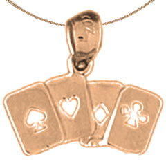 14K or 18K Gold Playing Cards Pendant