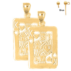 14K or 18K Gold King Of Hearts Playing Card Earrings