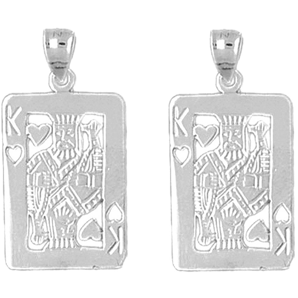 Sterling Silver 29mm King Of Hearts Playing Card Earrings