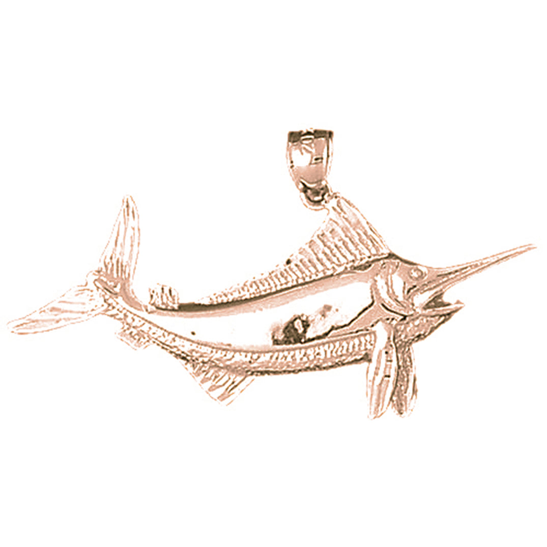 10K, 14K or 18K Gold Marlin Pendant