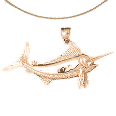 10K, 14K or 18K Gold Marlin Pendant