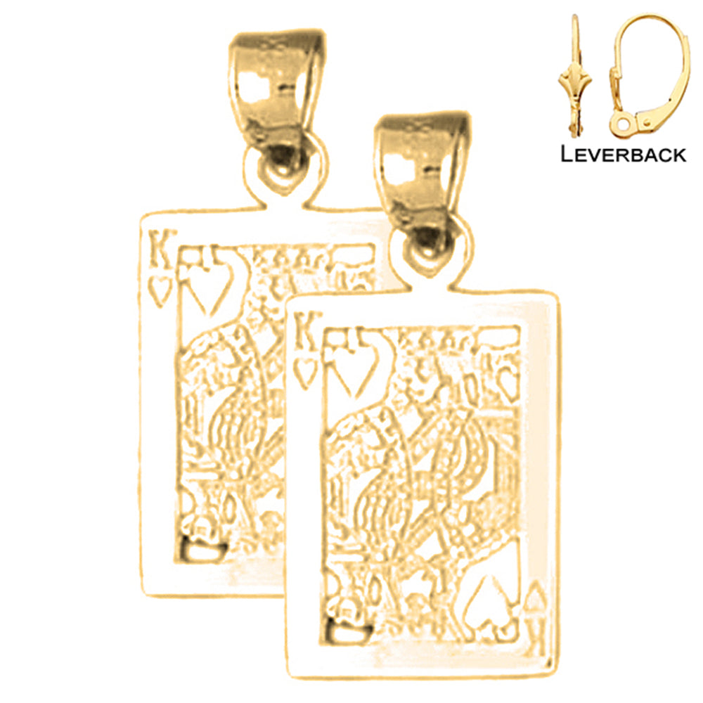 Naipes de oro de 14K o 18K de 24 mm, pendientes King Of Hearts