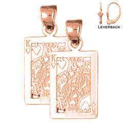 Naipes de oro de 14K o 18K de 24 mm, pendientes King Of Hearts