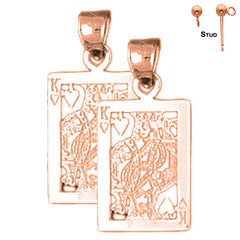 Naipes de oro de 14K o 18K de 24 mm, pendientes King Of Hearts