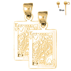 14K or 18K Gold Playing Cards, King Of Hearts Earrings
