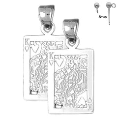 Naipes de oro de 14K o 18K de 24 mm, pendientes King Of Hearts