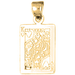 14K or 18K Gold Playing Cards, King Of Hearts Pendant