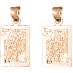 14K or 18K Gold 24mm Playing Cards, King Of Hearts Earrings