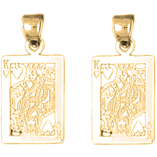 Yellow Gold-plated Silver 24mm Playing Cards, King Of Hearts Earrings