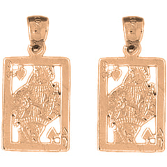 14K or 18K Gold 24mm Playing Cards, Queen Of Hearts Earrings