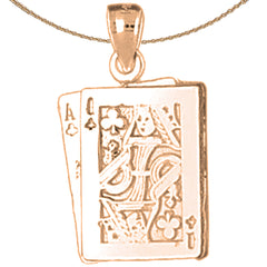 Spielkarten-Anhänger Kreuz-Ass und Kreuz-König aus 10 Karat, 14 Karat oder 18 Karat Gold