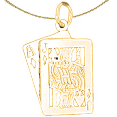 14K or 18K Gold Playing Cards, Ace And Jack Pendant