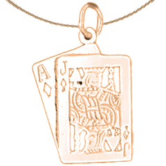 14K or 18K Gold Playing Cards, Ace And Jack Pendant