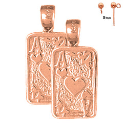 14K or 18K Gold Playing Cards, Ace Of Hearts Earrings
