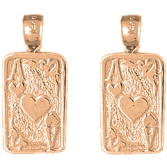 14K or 18K Gold 24mm Playing Cards, Ace Of Hearts Earrings