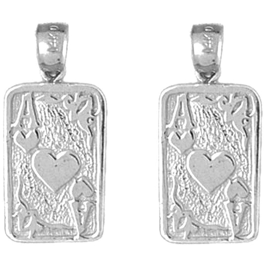 Sterling Silver 24mm Playing Cards, Ace Of Hearts Earrings