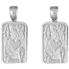 Sterling Silver 24mm Playing Cards, Ace Of Hearts Earrings