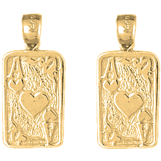 Yellow Gold-plated Silver 24mm Playing Cards, Ace Of Hearts Earrings