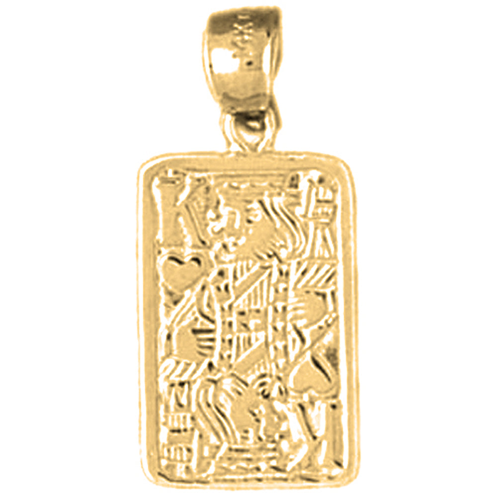 14K or 18K Gold Playing Cards, King Of Hearts Pendant