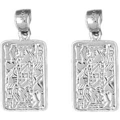 Sterling Silver 24mm Playing Cards, King Of Hearts Earrings