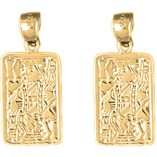 Yellow Gold-plated Silver 24mm Playing Cards, King Of Hearts Earrings