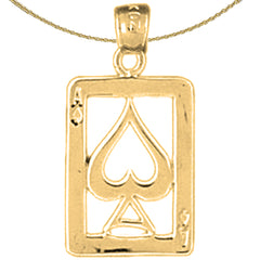 14K or 18K Gold Playing Cards, Ace Of Spades Pendant