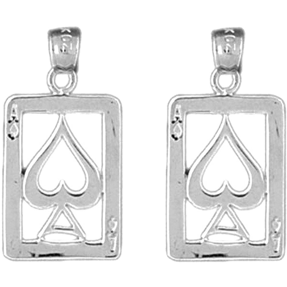 Sterling Silver 24mm Playing Cards, Ace Of Spades Earrings