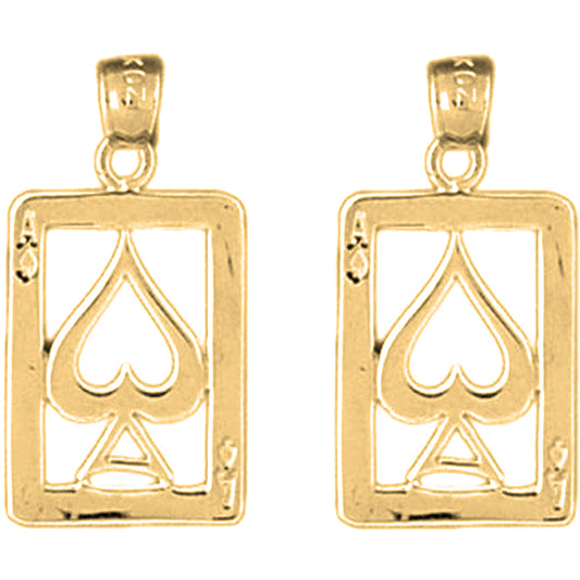 Yellow Gold-plated Silver 24mm Playing Cards, Ace Of Spades Earrings